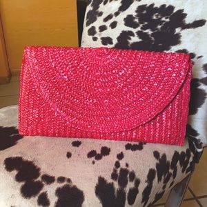 Oversized Red Straw Clutch